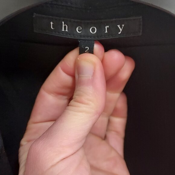 Theory Black Oversized Silver Embossed Button Blazer - Picture 4 of 8